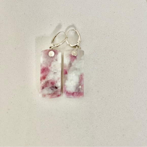 One of a kind sterling silver 926 Tourmaline slice earrings - Picture 4 of 8